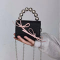 Textured Cute Bow Mini Chain Handbag - Viexta