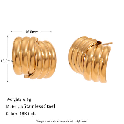 Three-layer Vertical Stripe Cross Ear Studs