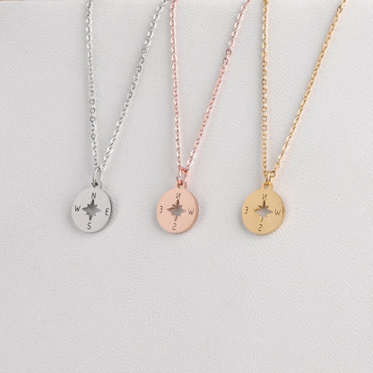 Stainless Steel Round Mirror Necklace