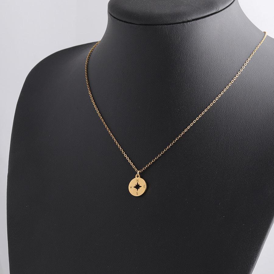 Stainless Steel Round Mirror Necklace - Viexta