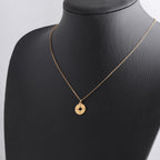 Stainless Steel Round Mirror Necklace - Viexta