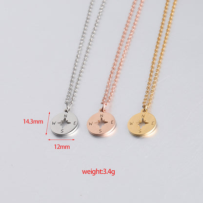 Stainless Steel Round Mirror Necklace