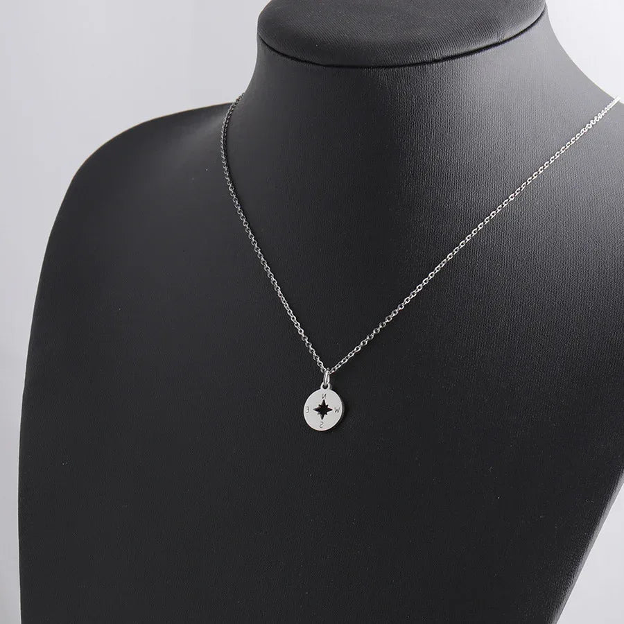 Stainless Steel Round Mirror Necklace - Viexta