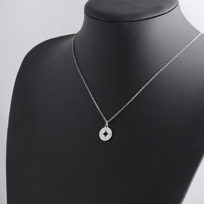 Stainless Steel Round Mirror Necklace