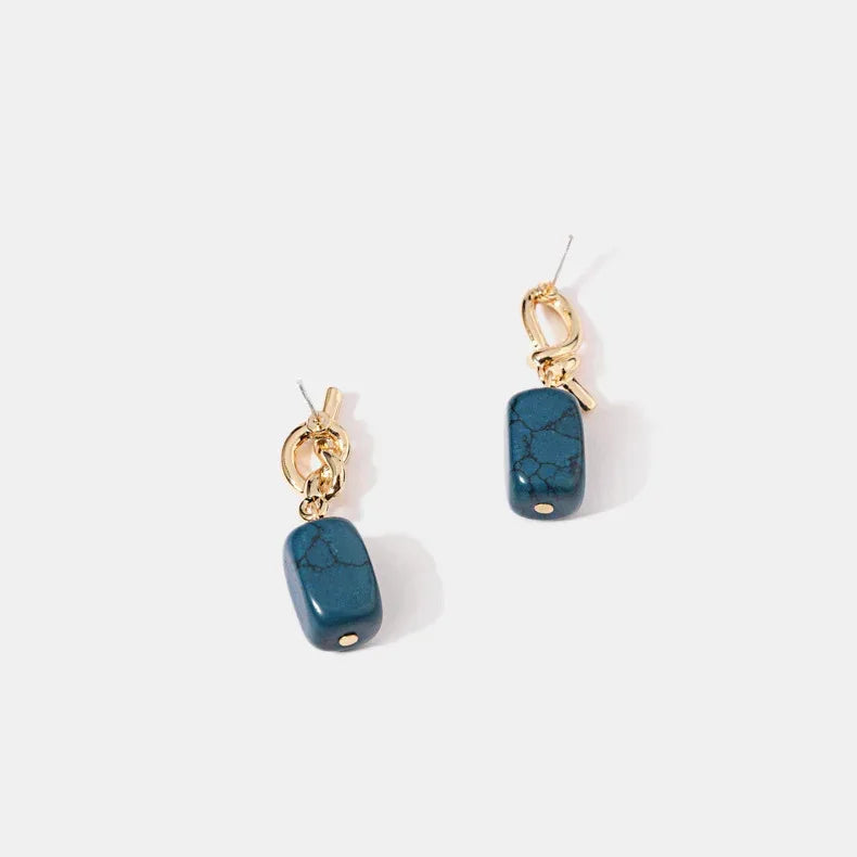 Synthetic Stone Silver Pin Eardrops - Viexta