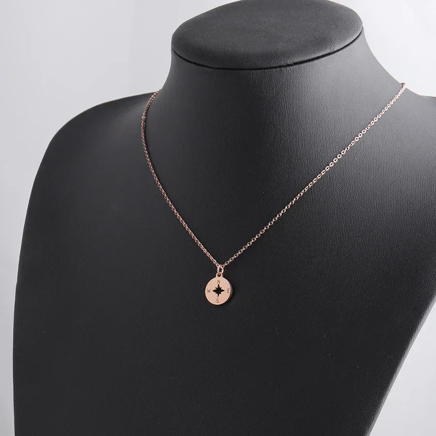 Stainless Steel Round Mirror Necklace - Viexta