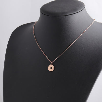 Stainless Steel Round Mirror Necklace