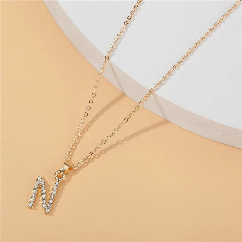 18k 26 Golden English Letter Pendant Clavicle Chain - Viexta