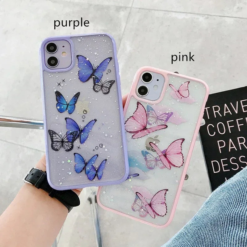Candy acrylic glitter butterfly iPhone case - Viexta
