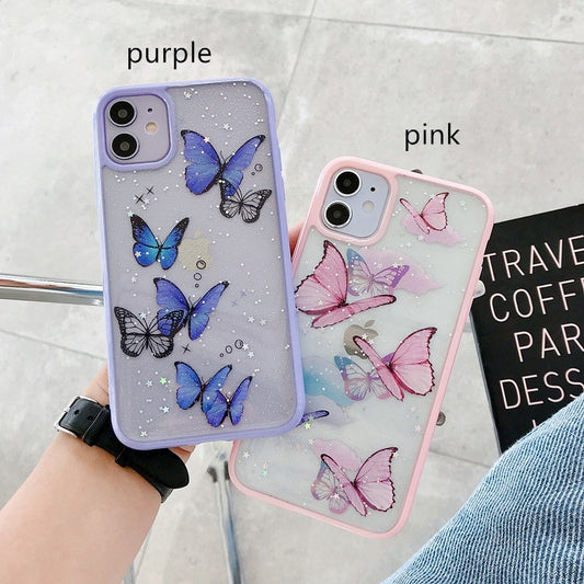 Candy acrylic glitter butterfly iPhone case