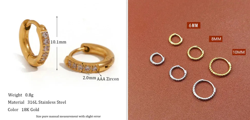 Rounded Edge Zircon Earrings - Viexta
