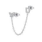 Women's Zircon Butterfly Alphabet One Piece Stud Earrings - Viexta