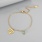 Retro Fashion Zodaic Bracelet Inlaid With Blue Zircon