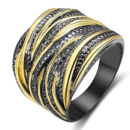 Retro Double Gold Texture rings