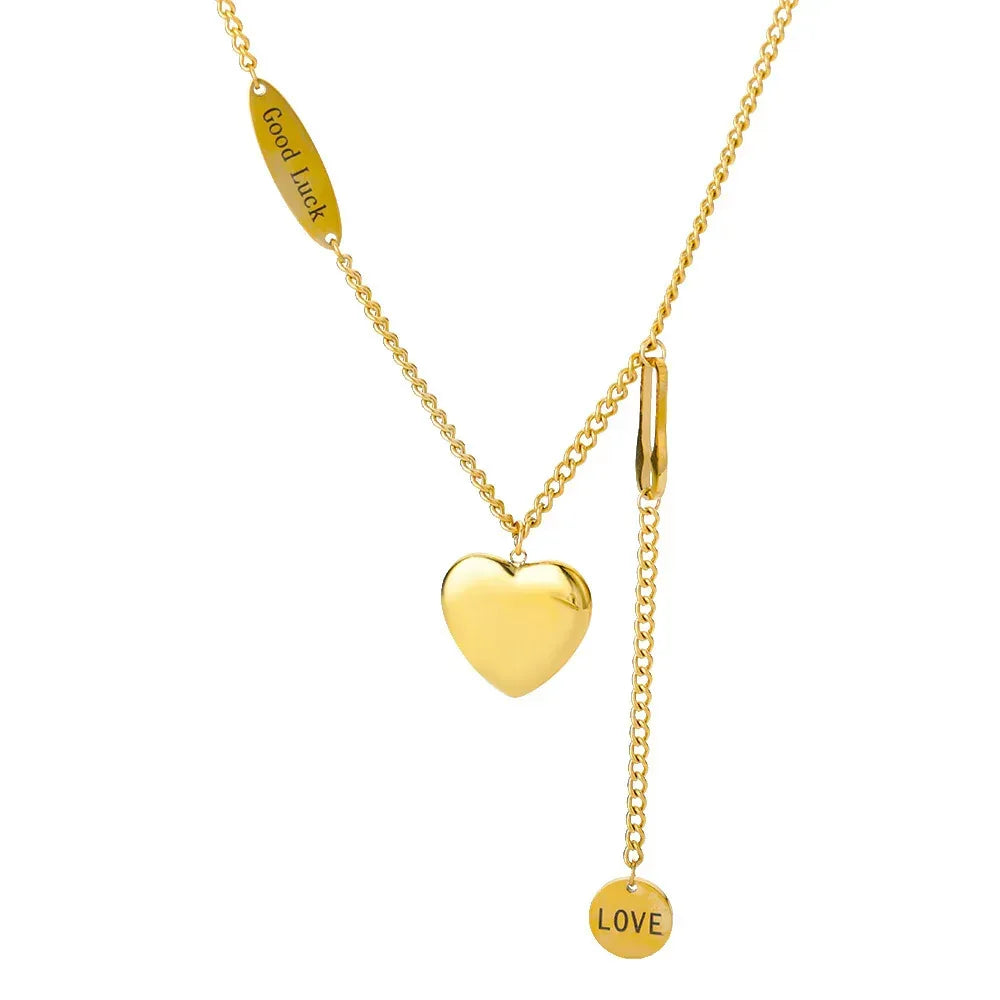 Heart Shaped Titanium Steel Necklace - Viexta