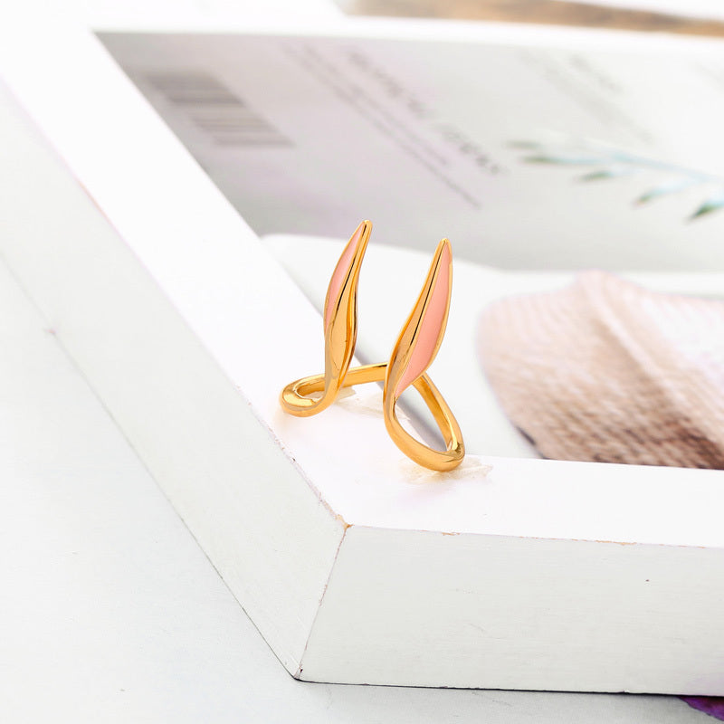 Enamel drop oil girl heart rabbit ear ring