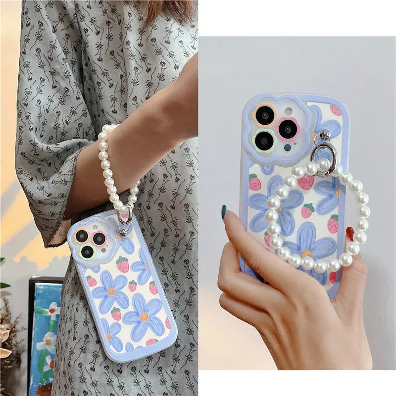Blue Flower Pearl iPhone Case - Viexta
