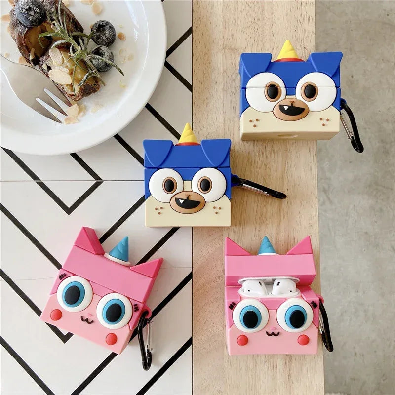 3D stereo unicorn cat earphone protective cover - Viexta