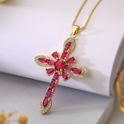 European Exquisite 18K Gold Zircon Necklace