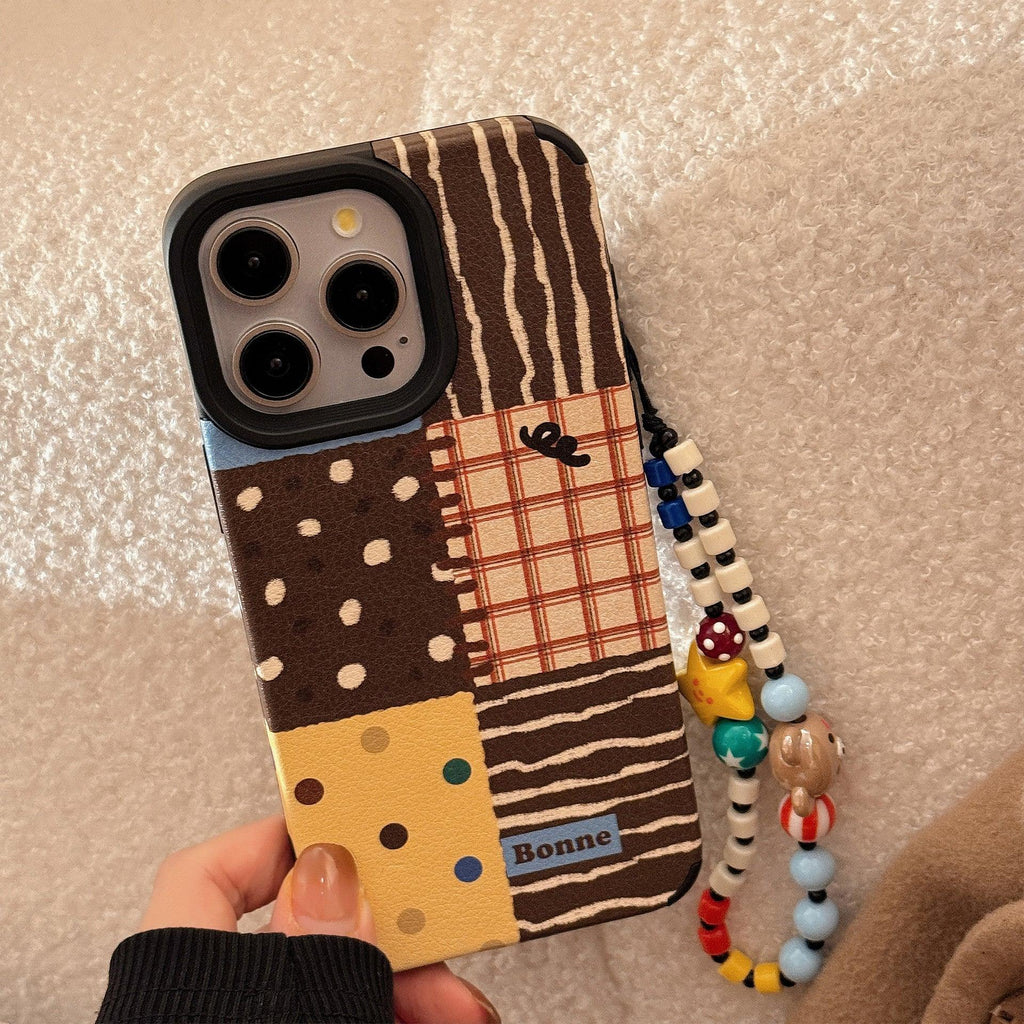 Retro Instagram-style Polka-dot Patchwork iPhone Case - Viexta