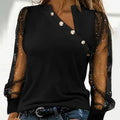 Women's Mesh Stitching Long Sleeves Top - Viexta