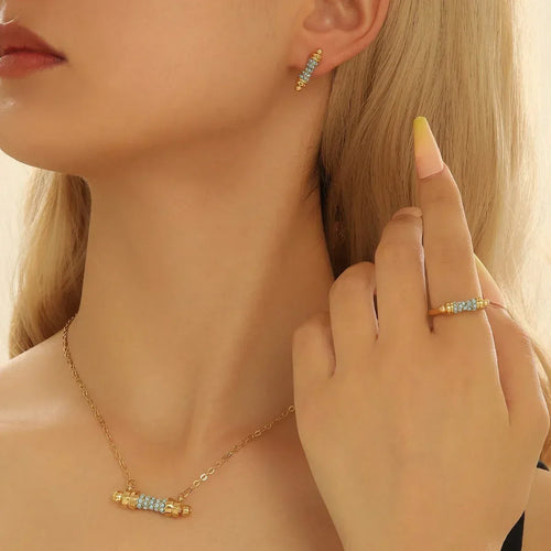 Acrylic Ring Necklace And Earring Suit - Viexta