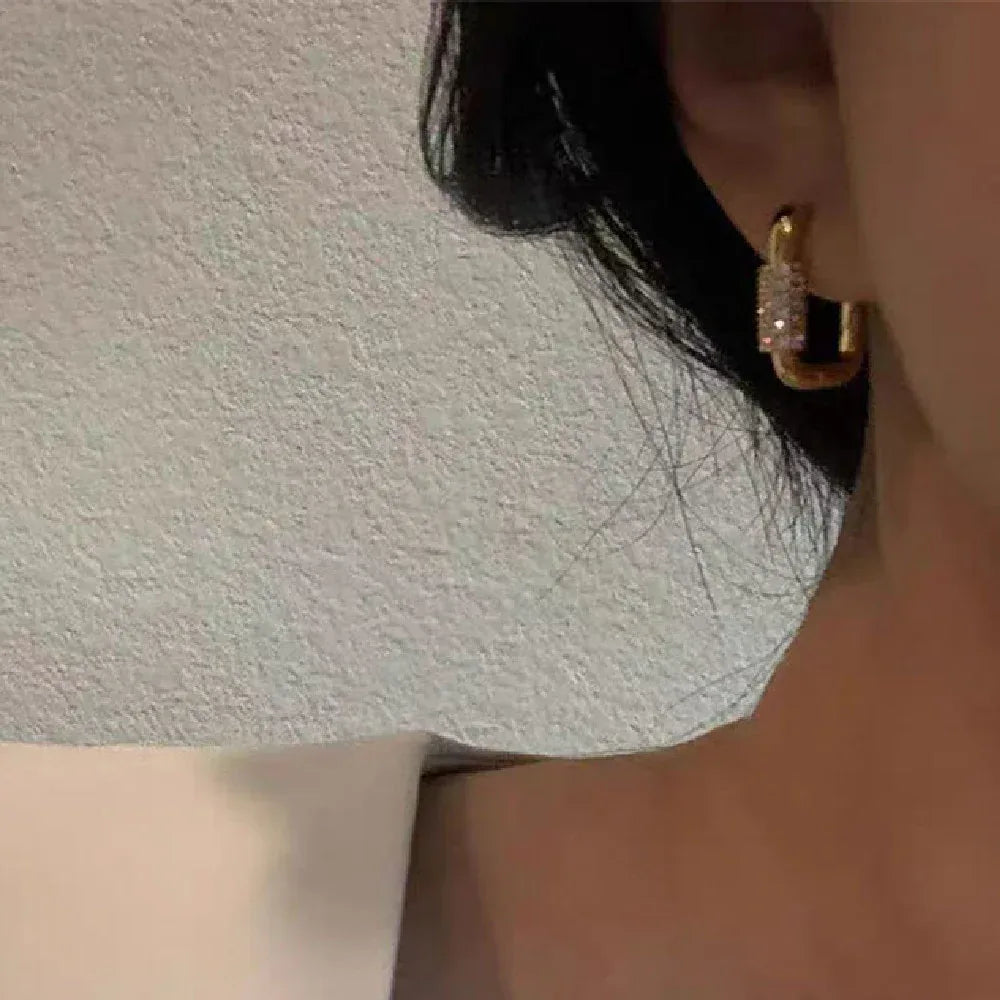 Microset Zircon Square Hoop Earrings - Viexta