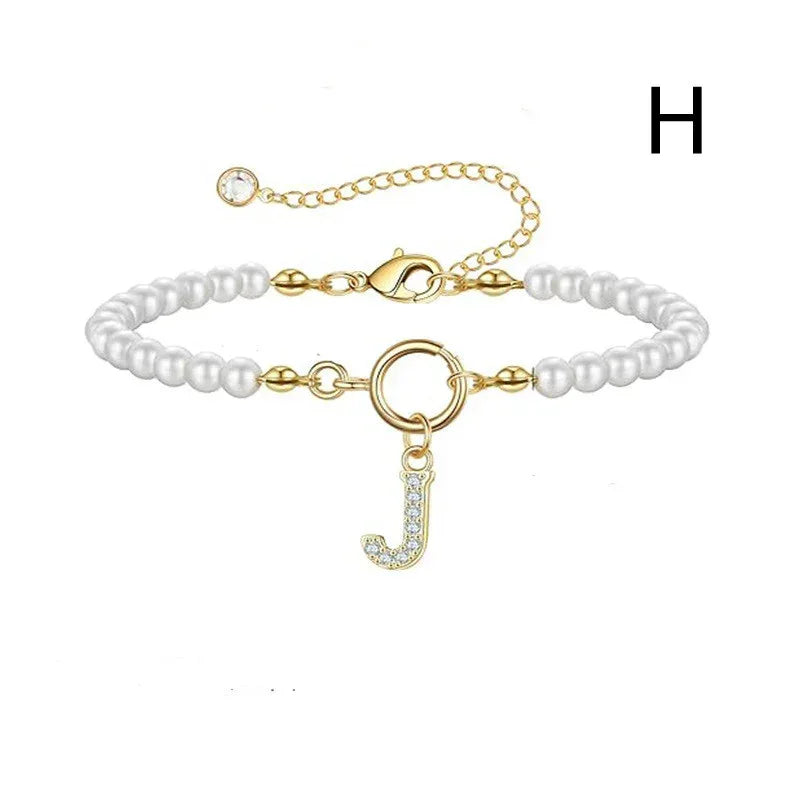 6mm Pearl Bracelet Buckle Letter - Viexta