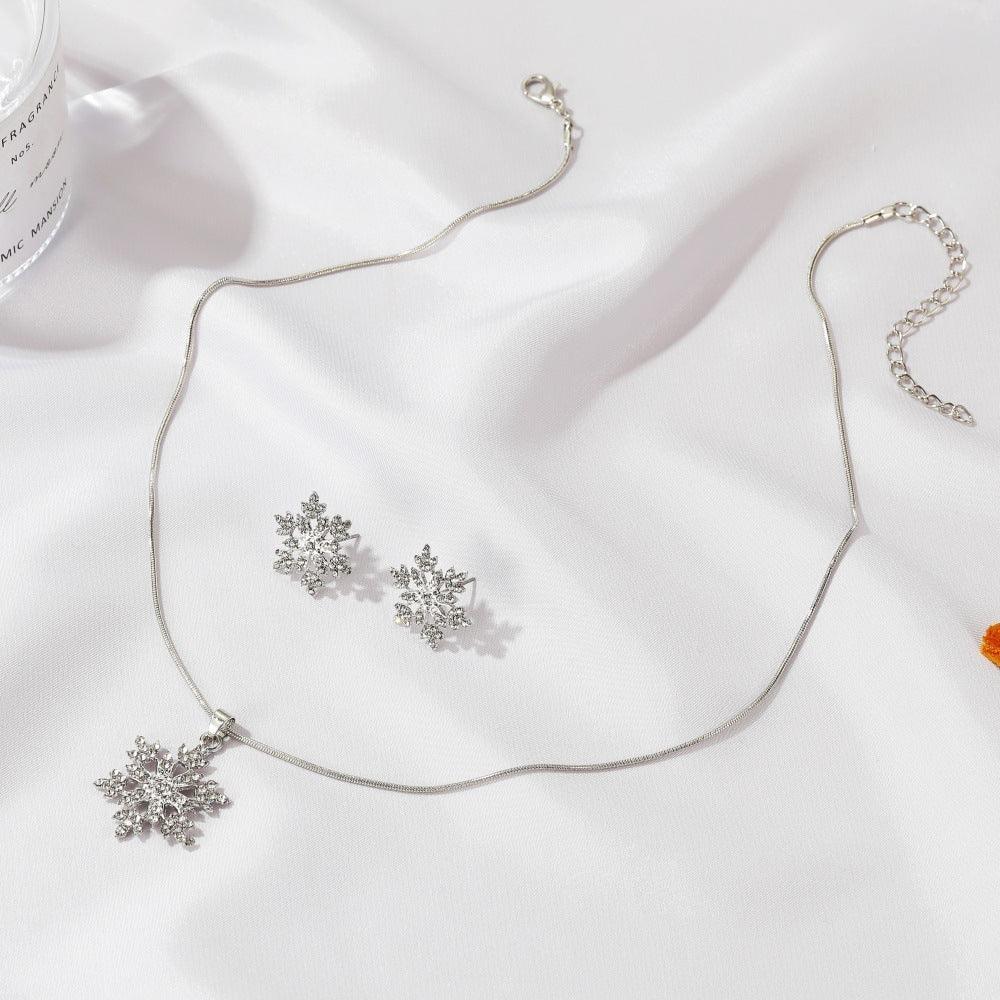 Snowflake Necklace Earring Set - Viexta