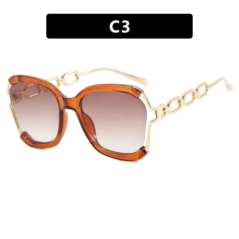 Big Square Rim Chain Sunglasses - Viexta