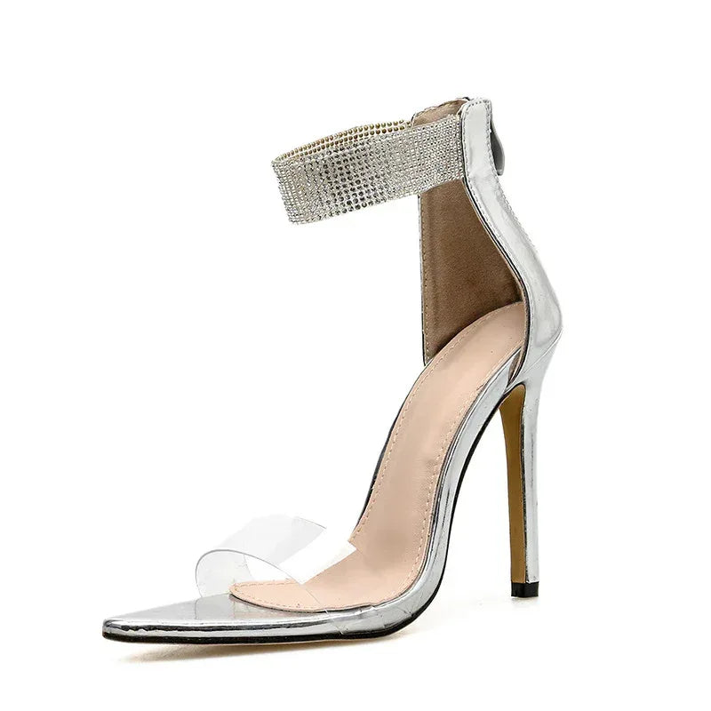 Rhinestone pointed sandals - Viexta