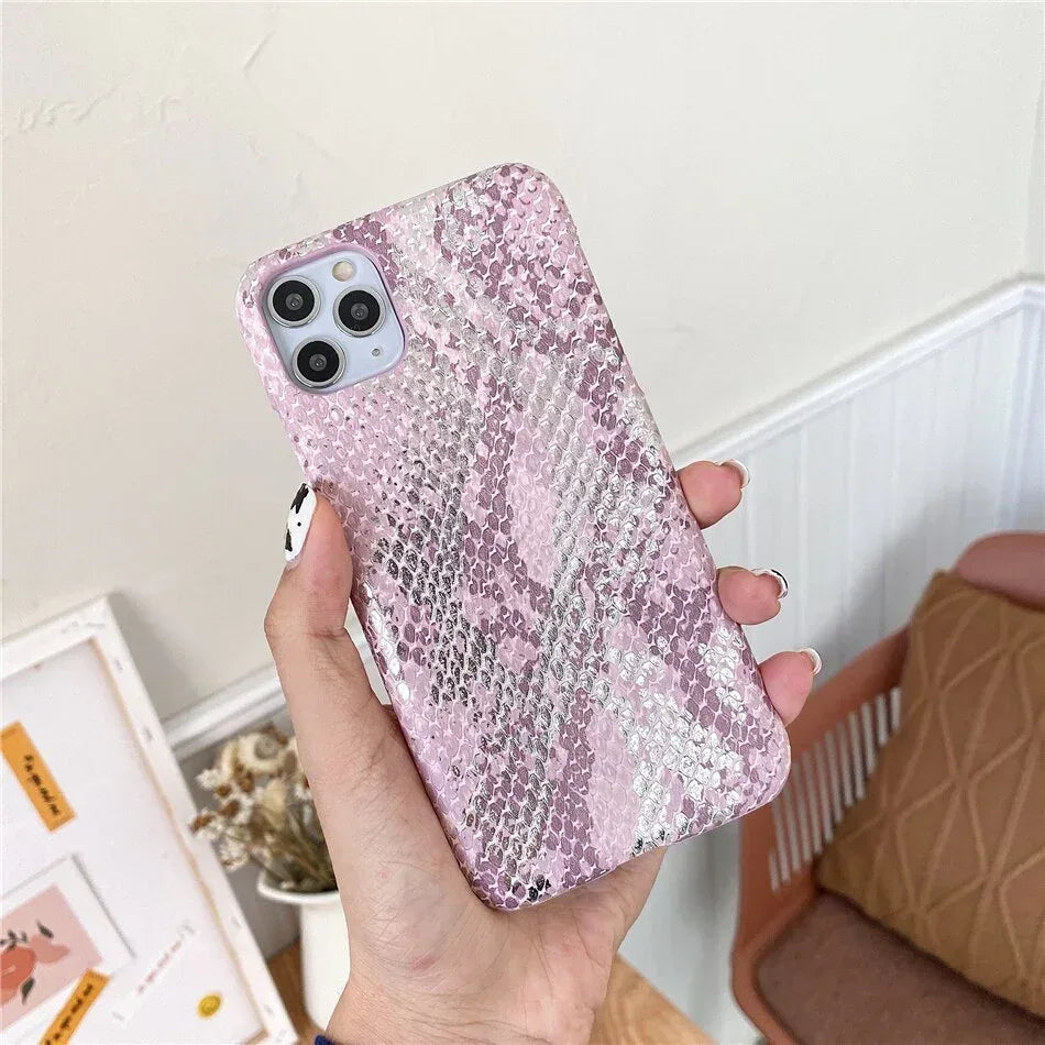 Girly pink gilded snakeskin iPhone case - Viexta