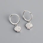 Rhinestone Zircon Shell-shaped Sterling Silver Stud Earrings - Viexta