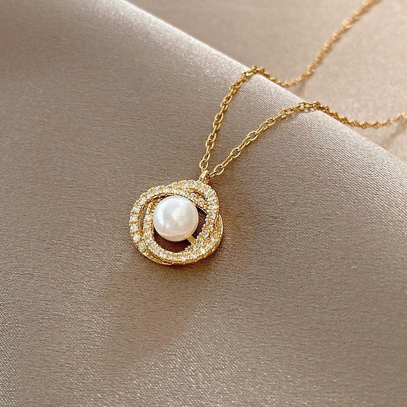 Inlaid Zircon Stainless Steel Combination Necklace - Viexta