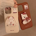 Cartoon Animal Shaker Stand iPhone Case In Silicone - Viexta