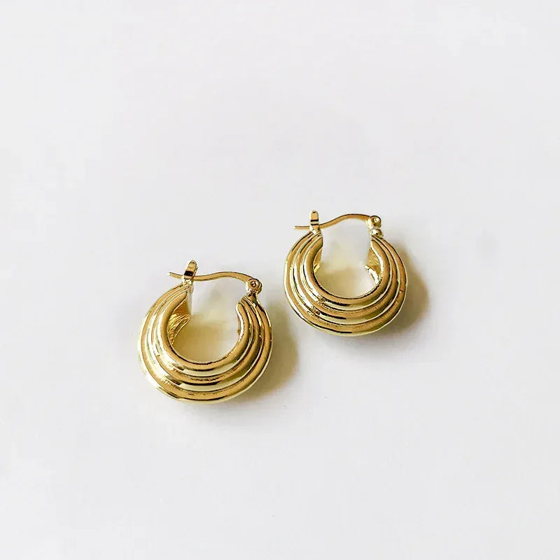 Golden round diamond Hoops - Viexta