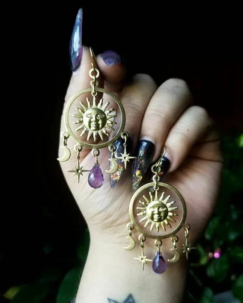 Amethyst Teardrop Pendant Earrings - Viexta