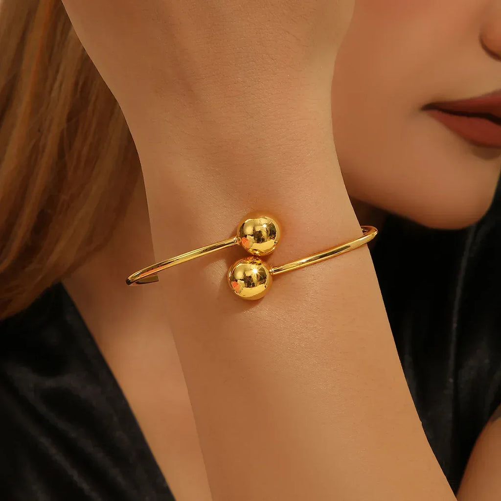 18k Gold Double Headed Bead Bracelet - Viexta