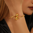 18k Gold Double Headed Bead Bracelet