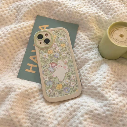 Fashion Green Flower Rabbit iPhone Case