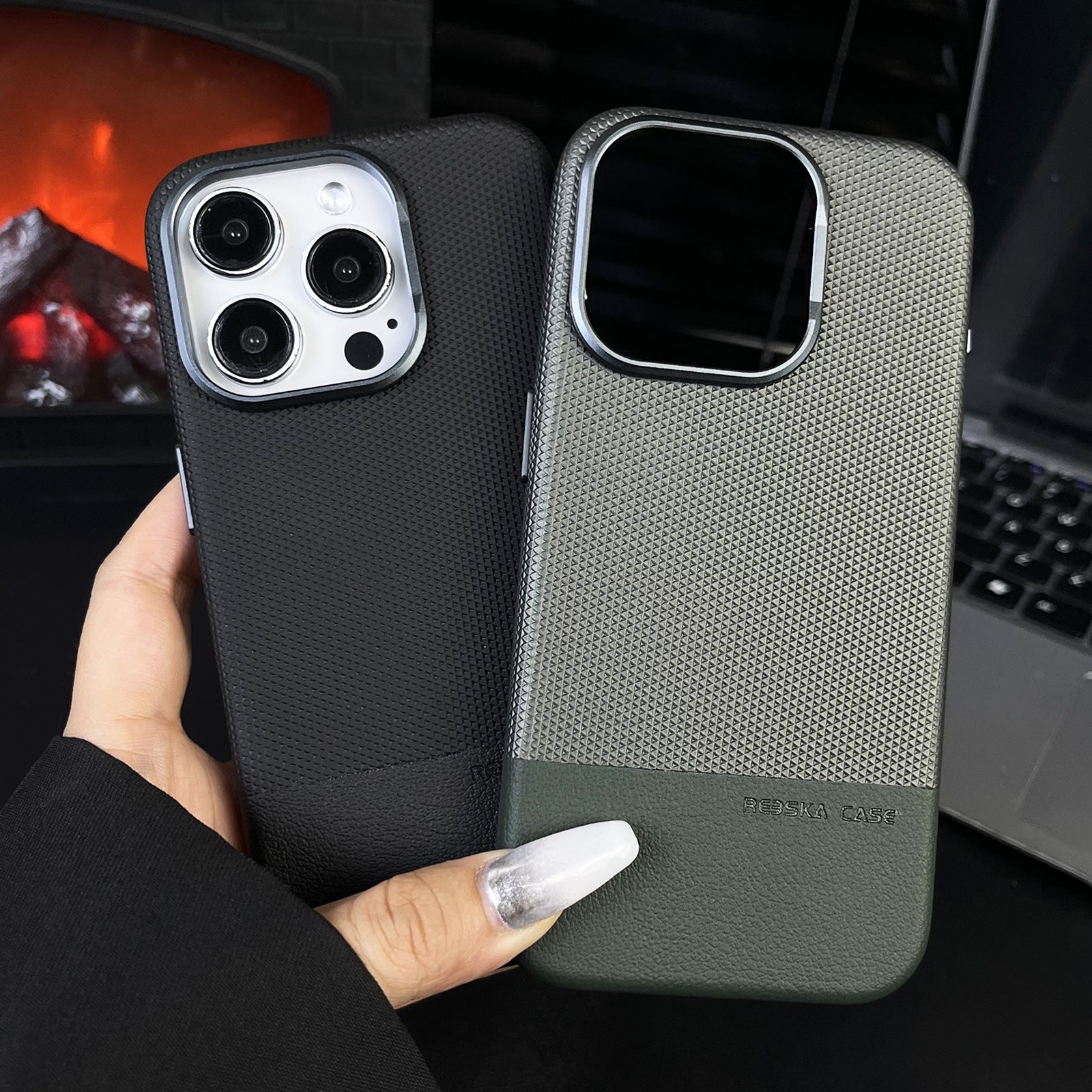 Dragon Scale Texture Stitching Leather iPhone Case