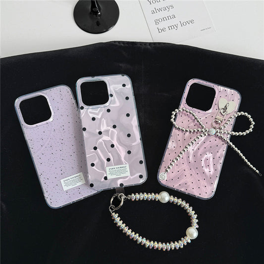 Elegant Purple Polka Dot Bow iPhone Case