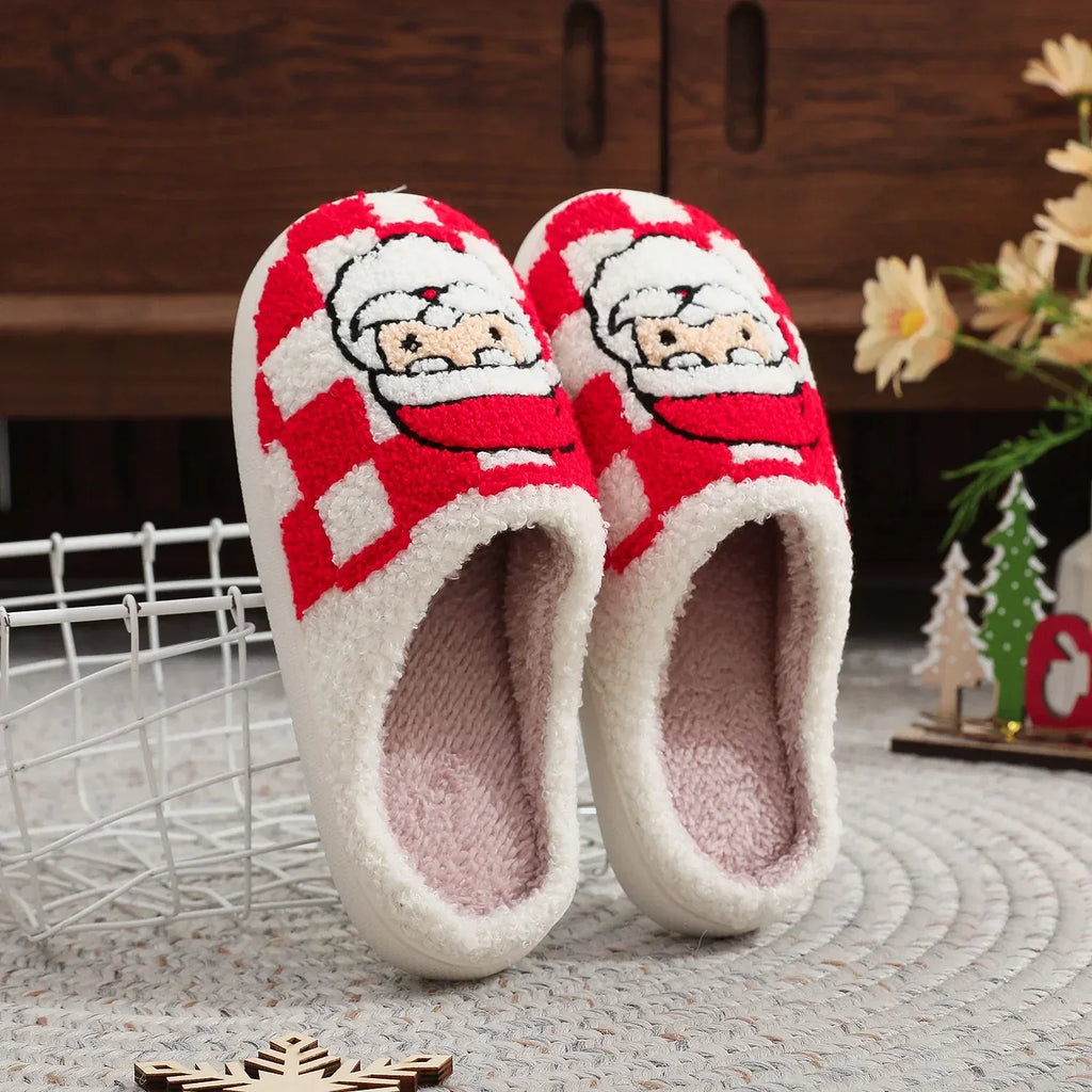 Christmas Plaid Santa Claus Slippers - Viexta