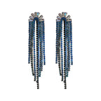 925 Silver U-shaped Zircon Rhinestone Tassel Earrings - Viexta