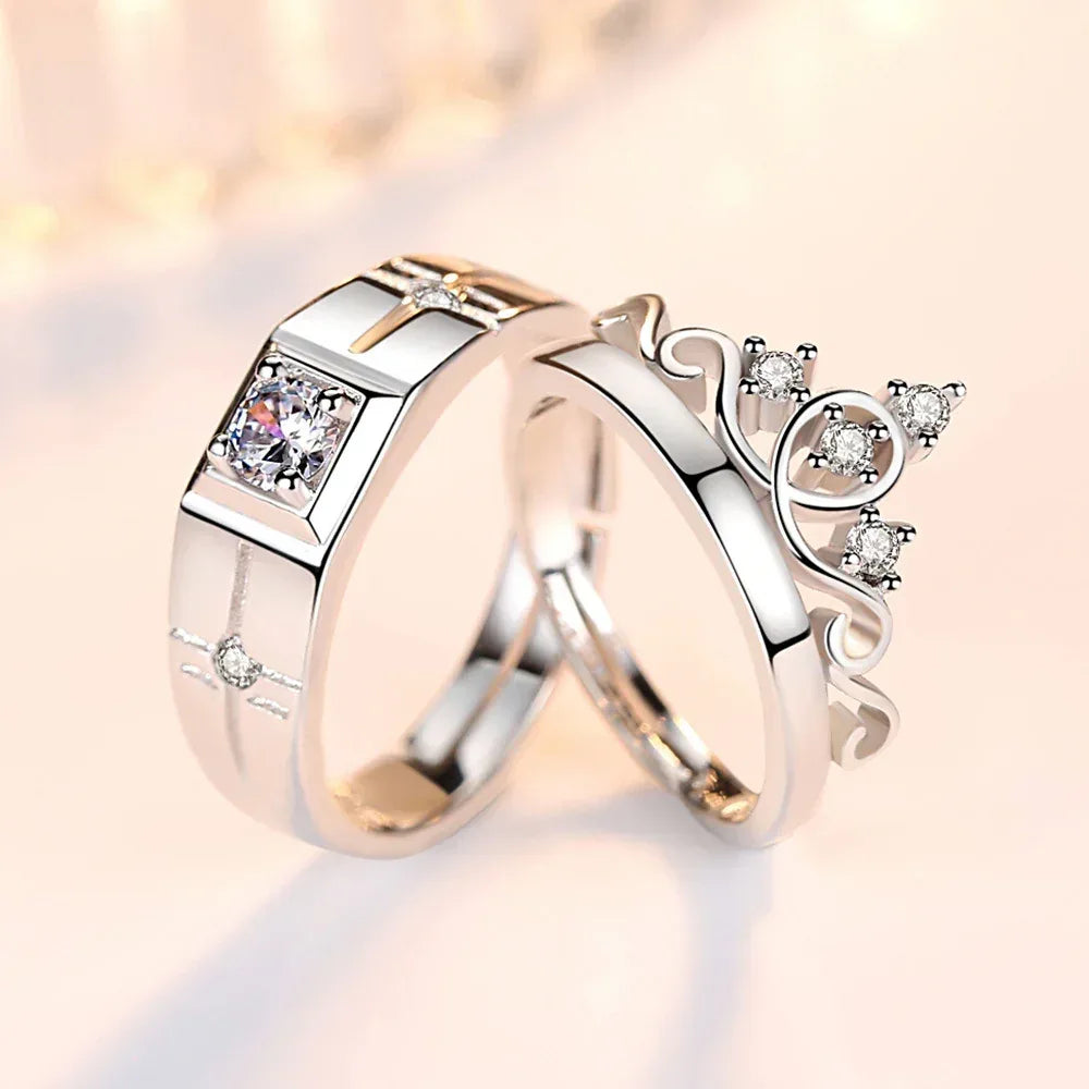 Crown Men's And Women's Diamond Couple Ring - Viexta