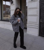 Loose Casual Street Stand Collar Pilot Buckle Jacket - Viexta
