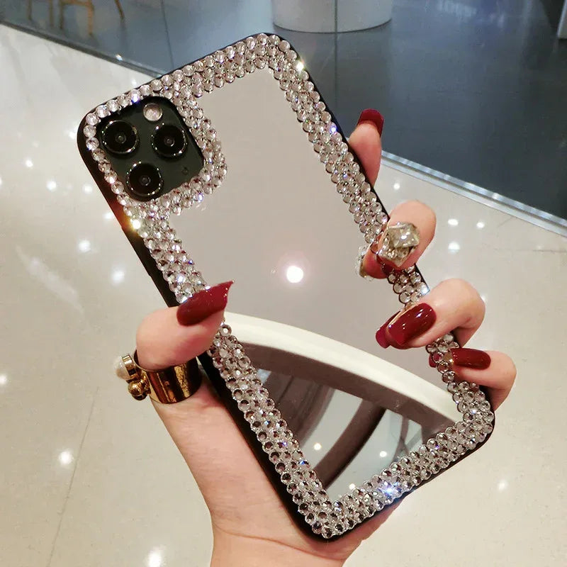 Rhinestone-encrusted Silicone Drop-resistant iPhone Case - Viexta