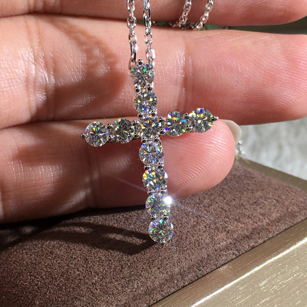 Cross Finely Inlaid Zircon Pendant