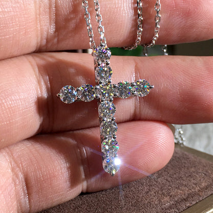 Cross Finely Inlaid Zircon Pendant