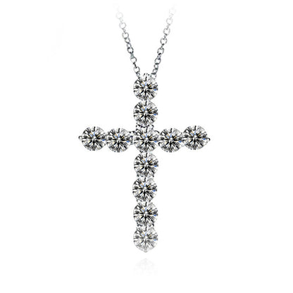 Cross Finely Inlaid Zircon Pendant